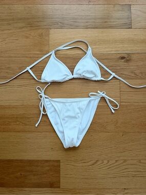 wild fable White Ribbed Tie-Side Bikini Bottom